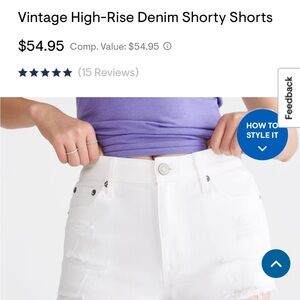 Vintage High-Rise White Denim Shorty Shorts Aeropostale